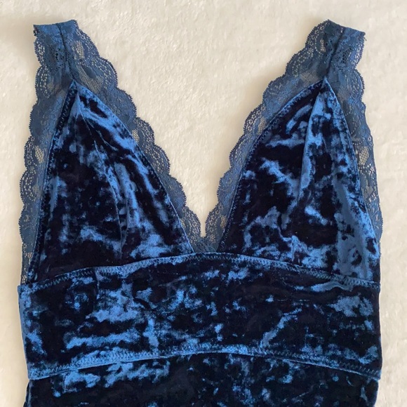 Intimately by Free People | Viper Crushed Velvet Chemise Mini Dress Blue (XS) - Picture 5 of 16